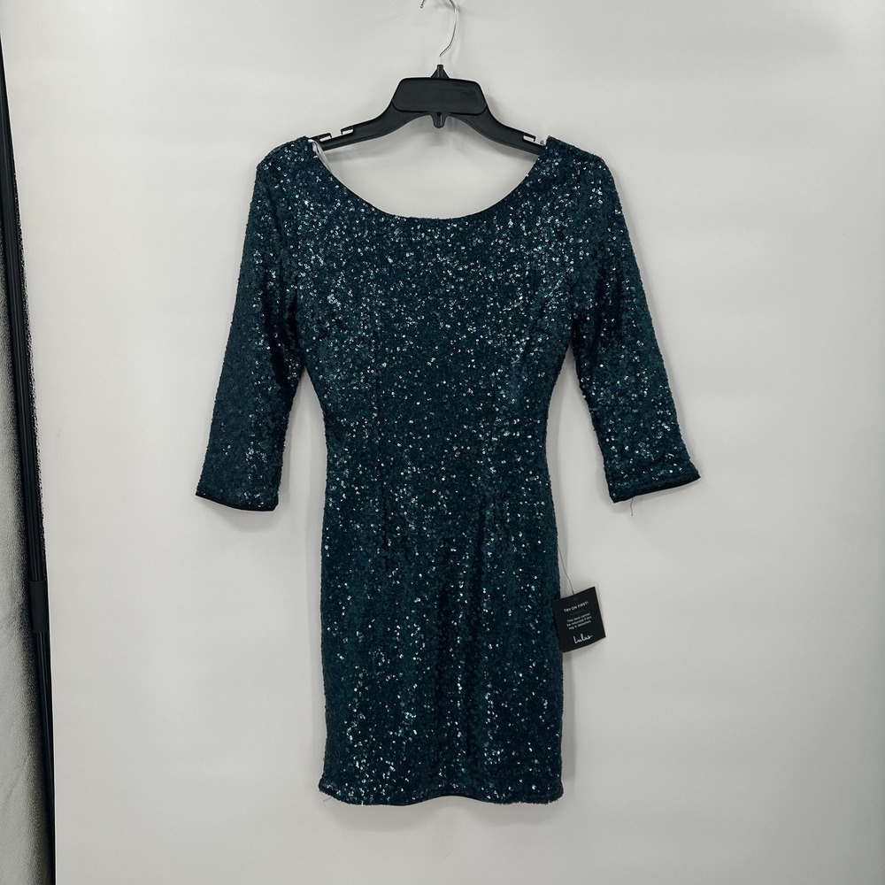 New Lulus Teal Sequin Party Dress Small Bodycon Mini Cocktail Event Hoco